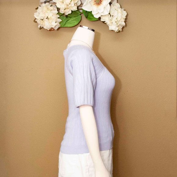 NWT J. Crew Square Neck Sweater w/Blouson Sleeves - color Soft Wisteria … - Picture 3 of 9